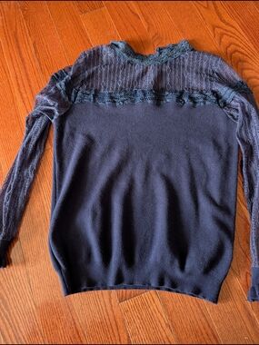 Molly Bracken Navy Lace Turtleneck Sweater
